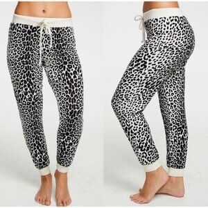 CHASER Animal Print Cozy Knit Cuffed Drawstring Joggers/Lounge Pants Women's NWT